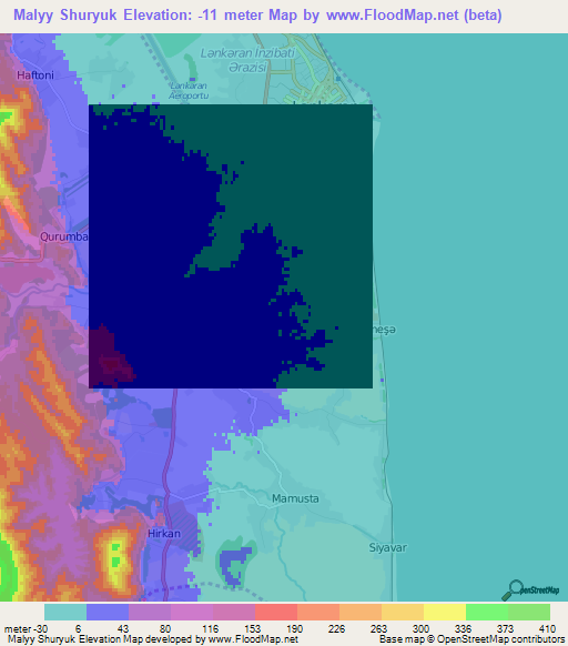 Malyy Shuryuk,Azerbaijan Elevation Map