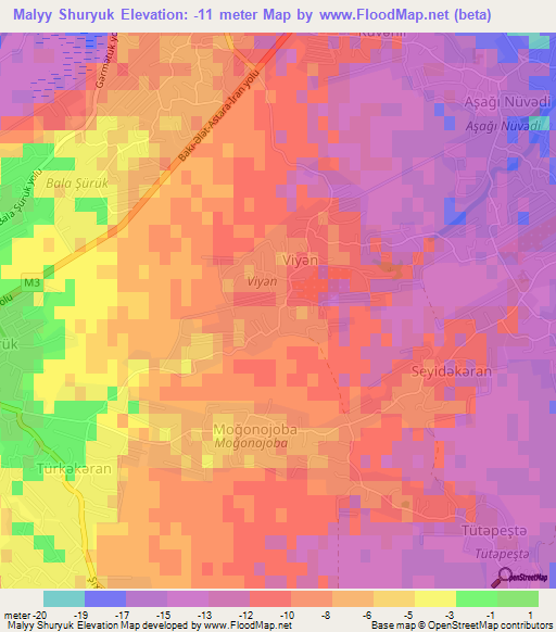 Malyy Shuryuk,Azerbaijan Elevation Map