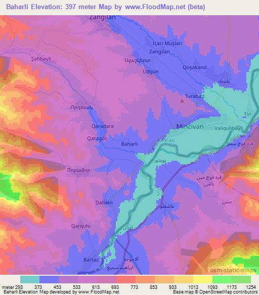 Baharli,Azerbaijan Elevation Map