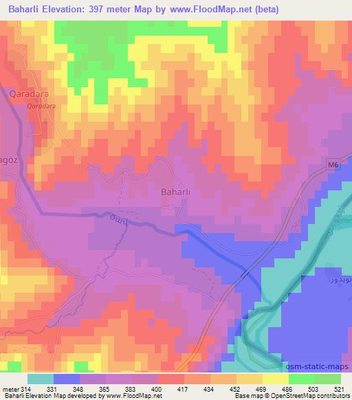 Baharli,Azerbaijan Elevation Map