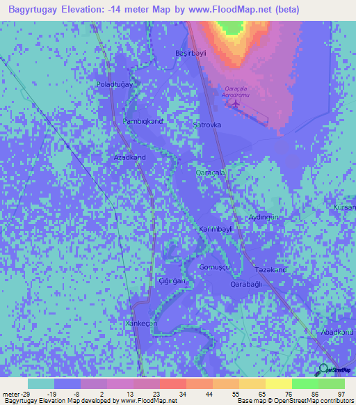 Bagyrtugay,Azerbaijan Elevation Map
