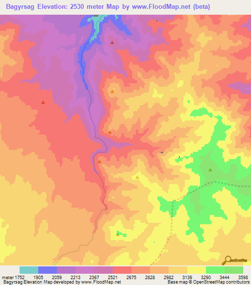 Bagyrsag,Azerbaijan Elevation Map