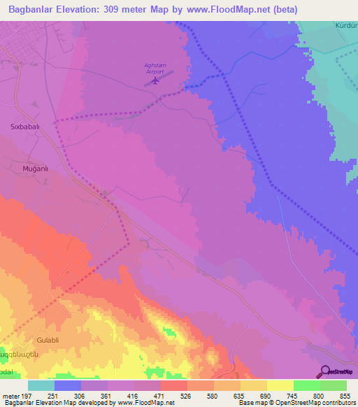 Bagbanlar,Azerbaijan Elevation Map