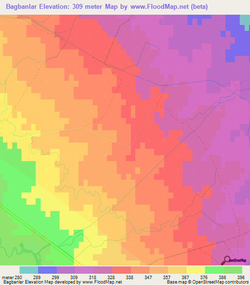 Bagbanlar,Azerbaijan Elevation Map