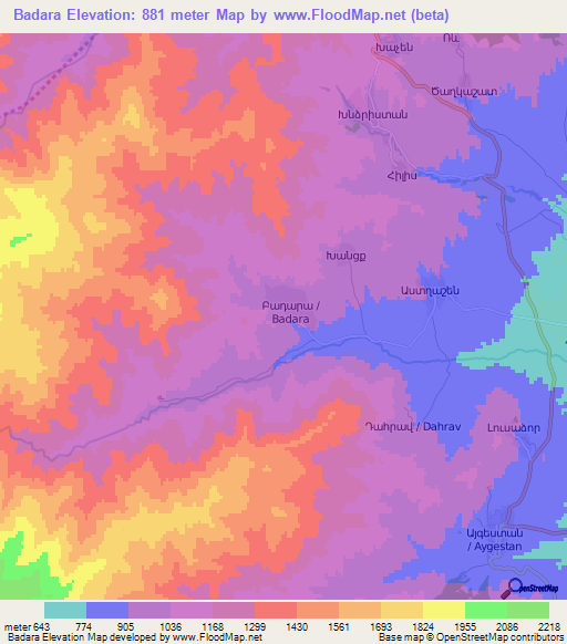Badara,Azerbaijan Elevation Map
