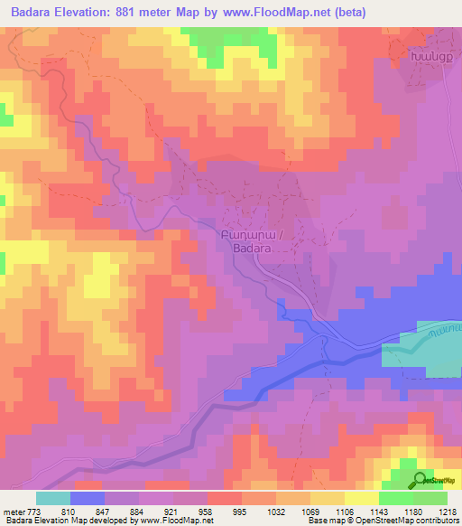 Badara,Azerbaijan Elevation Map