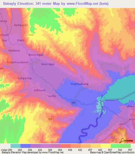 Babayly,Azerbaijan Elevation Map