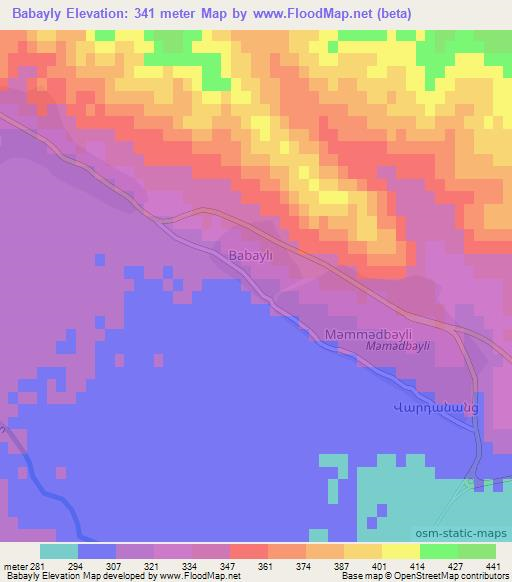 Babayly,Azerbaijan Elevation Map