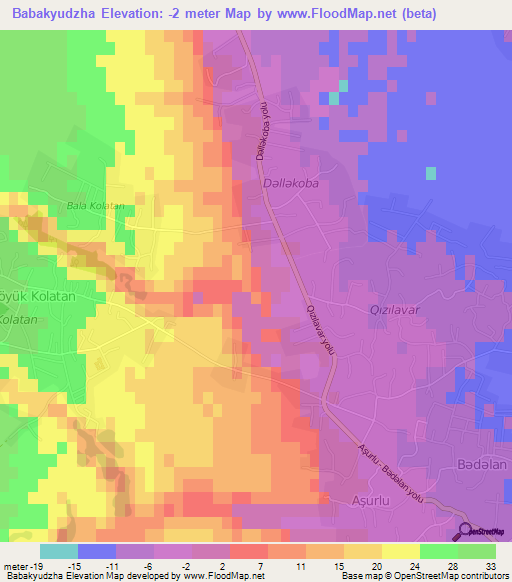 Babakyudzha,Azerbaijan Elevation Map