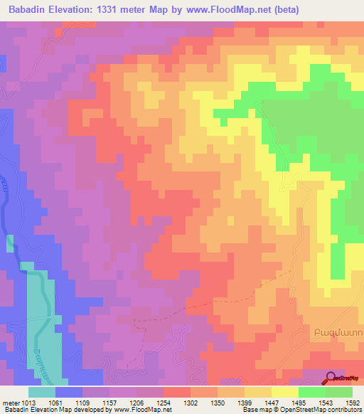 Babadin,Azerbaijan Elevation Map