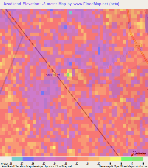 Azadkend,Azerbaijan Elevation Map