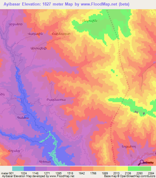 Ayibasar,Azerbaijan Elevation Map