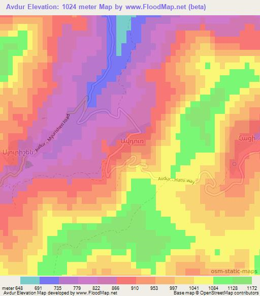 Avdur,Azerbaijan Elevation Map
