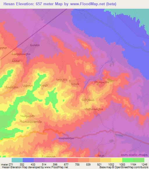 Hesan,Azerbaijan Elevation Map