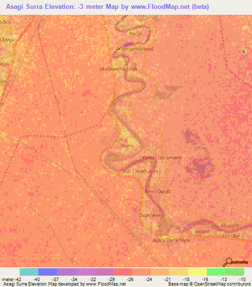Asagi Surra,Azerbaijan Elevation Map