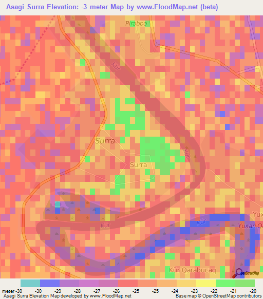 Asagi Surra,Azerbaijan Elevation Map