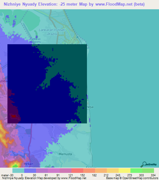 Nizhniye Nyuady,Azerbaijan Elevation Map