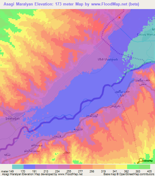Asagi Maralyan,Azerbaijan Elevation Map