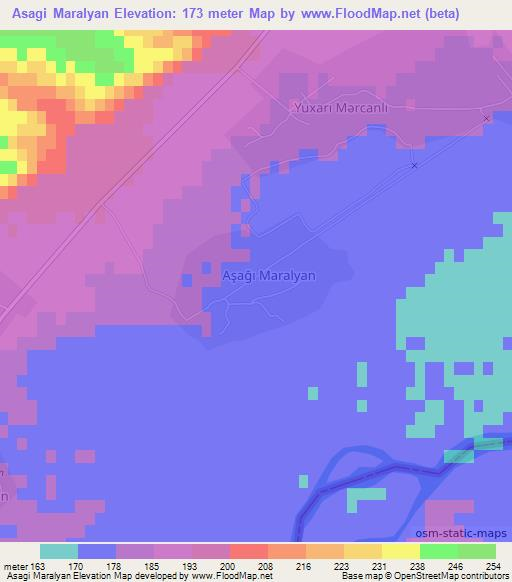 Asagi Maralyan,Azerbaijan Elevation Map