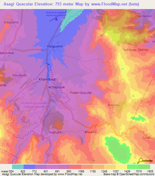 Asagi Quscular,Azerbaijan Elevation Map