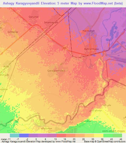 Ashagy Karagyuvyandli,Azerbaijan Elevation Map