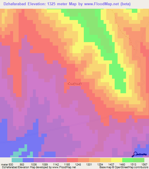 Dzhafarabad,Azerbaijan Elevation Map