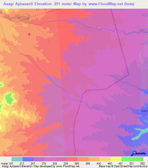 Asagi Aybasanli,Azerbaijan Elevation Map