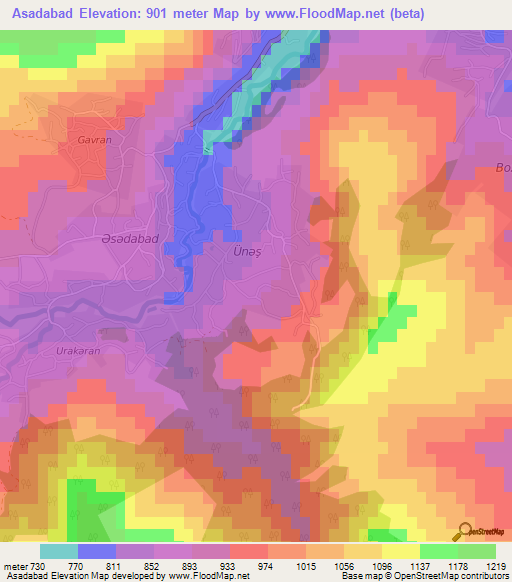 Asadabad,Azerbaijan Elevation Map