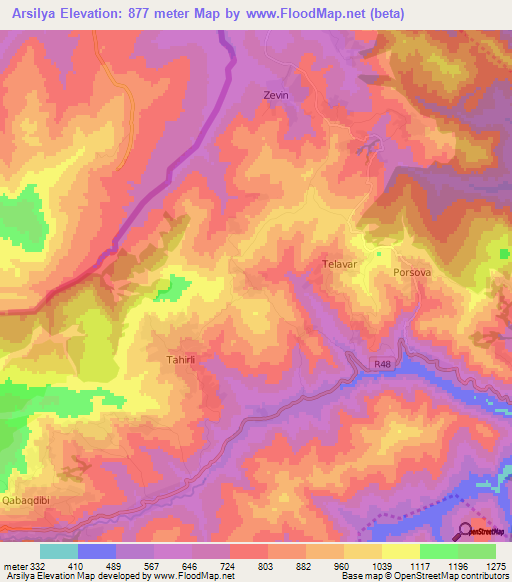 Arsilya,Azerbaijan Elevation Map