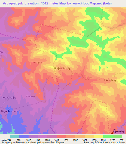 Arpagyadyuk,Azerbaijan Elevation Map