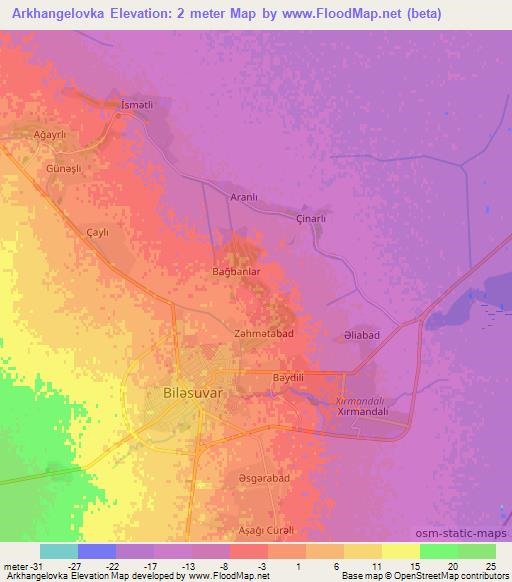 Arkhangelovka,Azerbaijan Elevation Map
