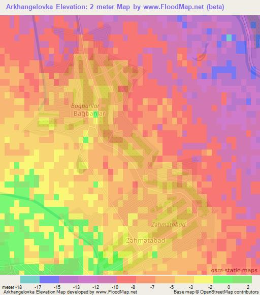 Arkhangelovka,Azerbaijan Elevation Map