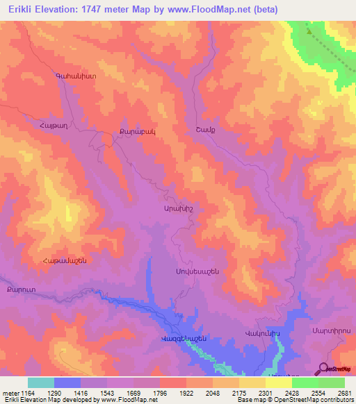 Erikli,Azerbaijan Elevation Map
