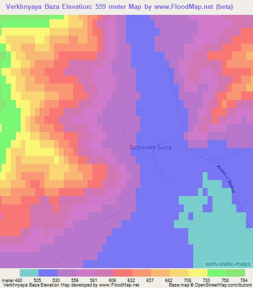 Verkhnyaya Baza,Russia Elevation Map