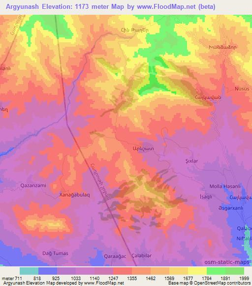 Argyunash,Azerbaijan Elevation Map