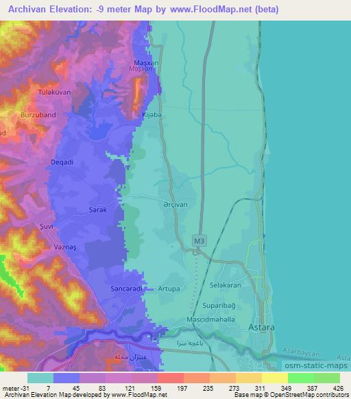 Archivan,Azerbaijan Elevation Map