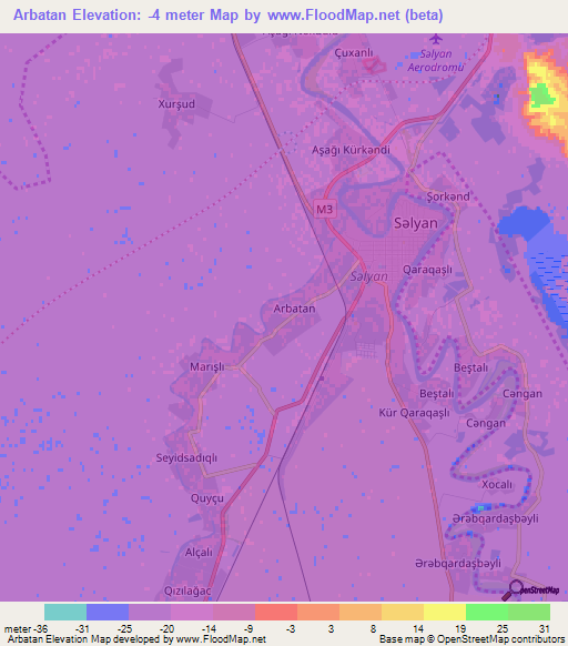 Arbatan,Azerbaijan Elevation Map