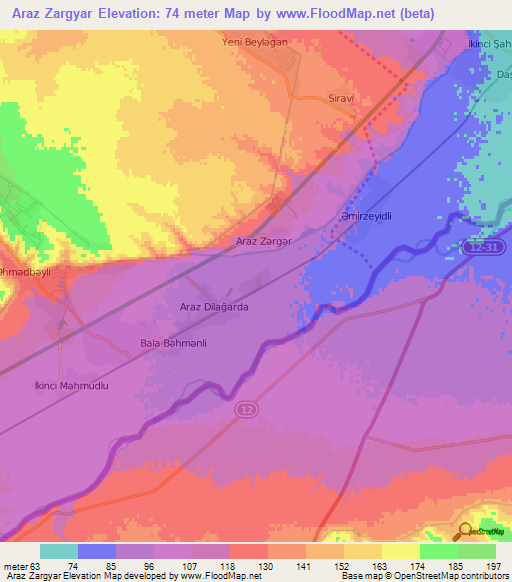 Araz Zargyar,Azerbaijan Elevation Map