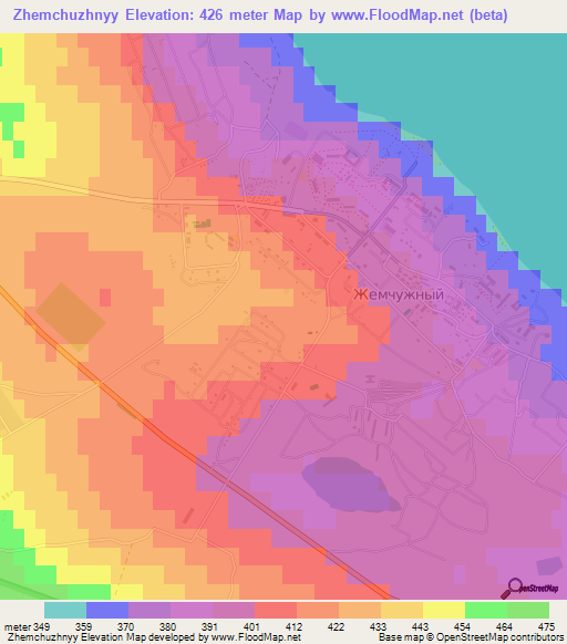 Zhemchuzhnyy,Russia Elevation Map
