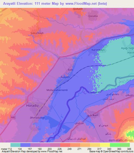 Arayatli,Azerbaijan Elevation Map