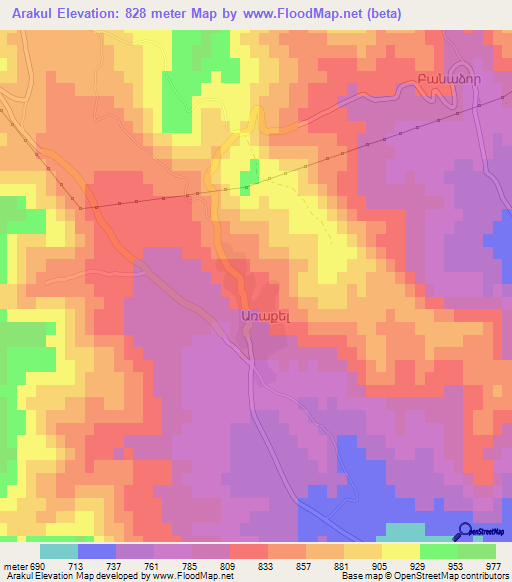 Arakul,Azerbaijan Elevation Map