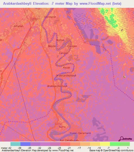 Arabkardashbeyli,Azerbaijan Elevation Map