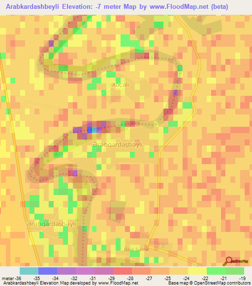Arabkardashbeyli,Azerbaijan Elevation Map