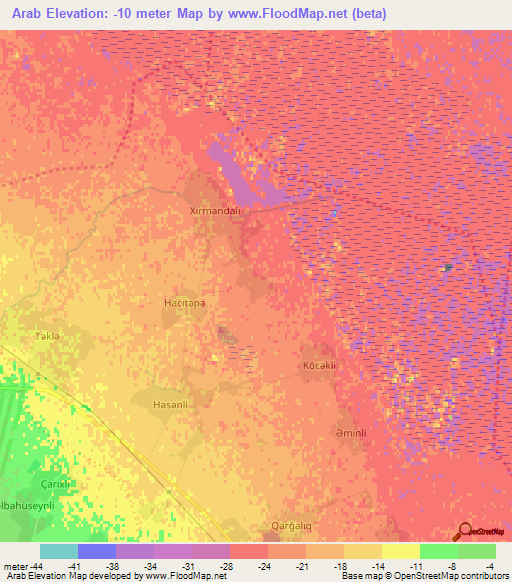 Arab,Azerbaijan Elevation Map