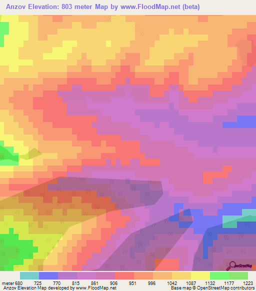 Anzov,Azerbaijan Elevation Map