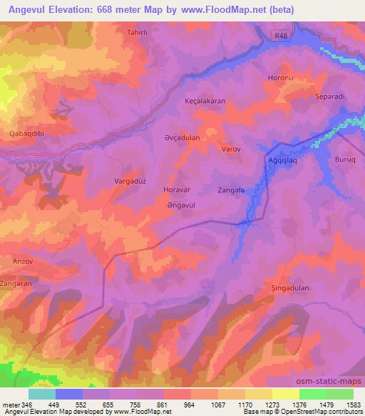 Angevul,Azerbaijan Elevation Map