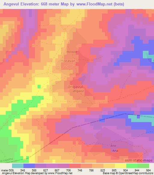 Angevul,Azerbaijan Elevation Map
