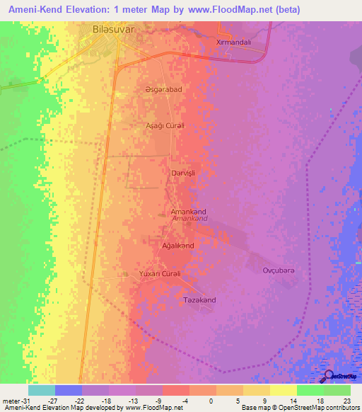Ameni-Kend,Azerbaijan Elevation Map