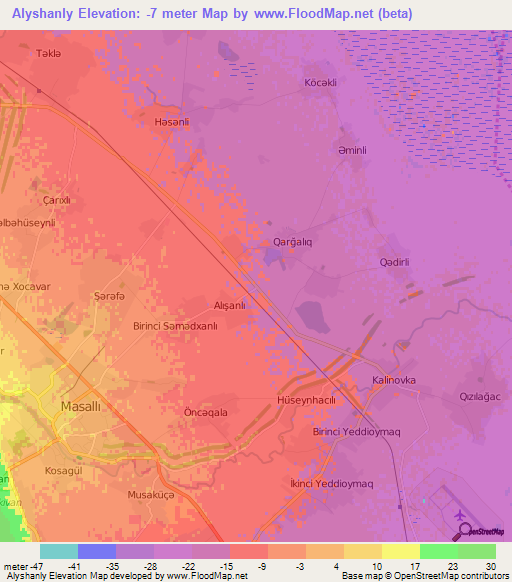 Alyshanly,Azerbaijan Elevation Map