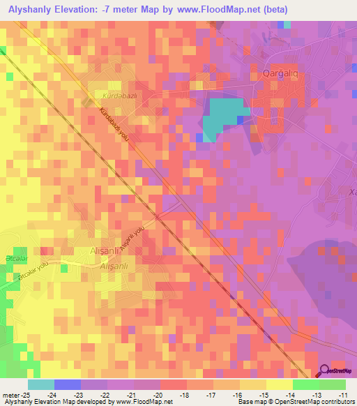 Alyshanly,Azerbaijan Elevation Map